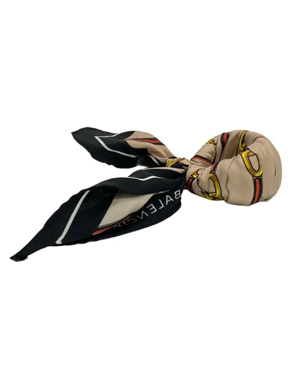 Balenciaga Bangle Silk Beige Black White Scarf